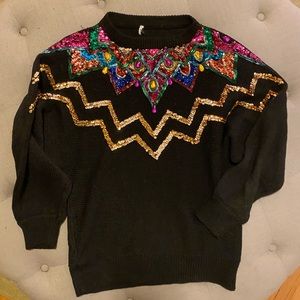 VINTAGE SEQUIN 80s MARDIS GRAS SWEATER